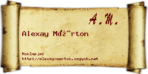 Alexay Márton névjegykártya